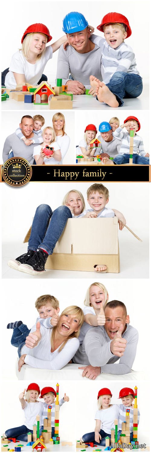 Happy family is planning to build a house - stock photos
