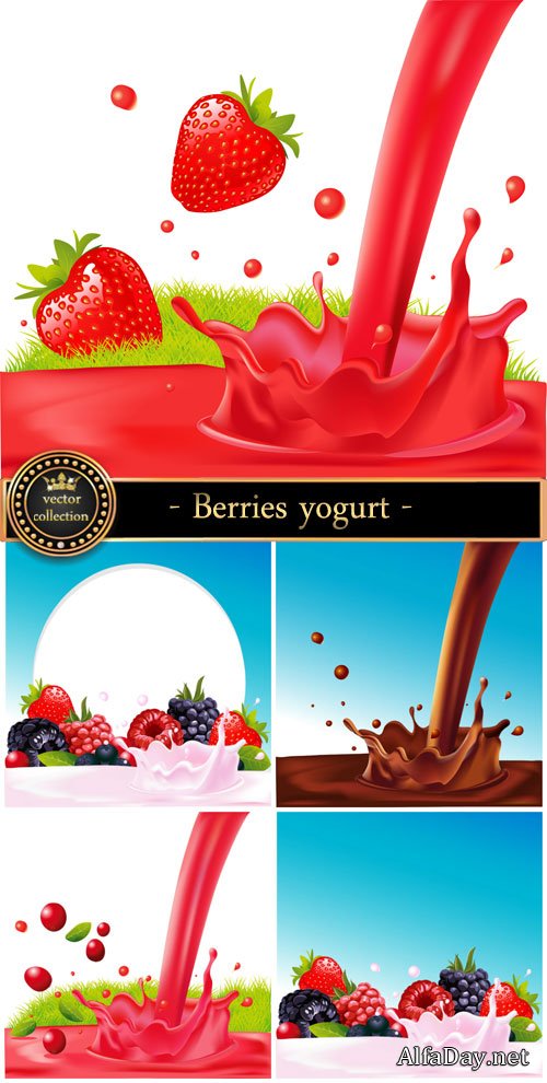 Berry yogurt and spray vector