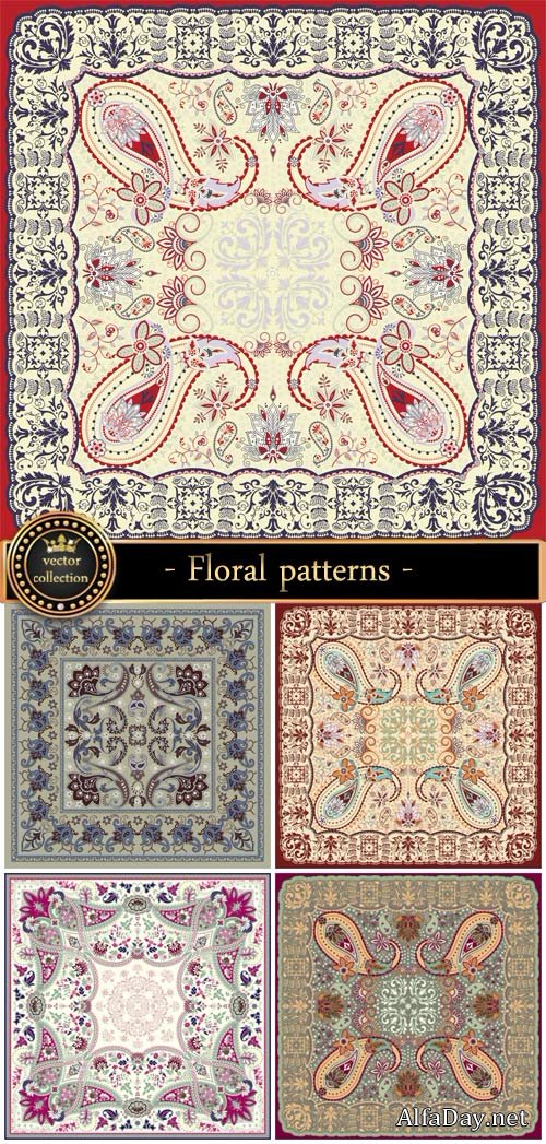 Vector background with floral patterns, ornaments