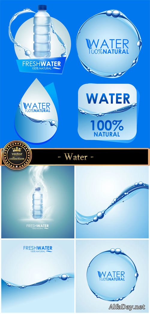 Water vector backgrounds and labels