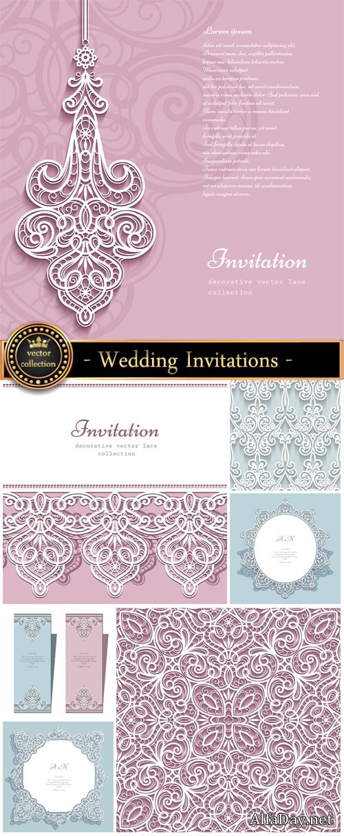 Wedding Invitations in the vector backgrounds with patterns