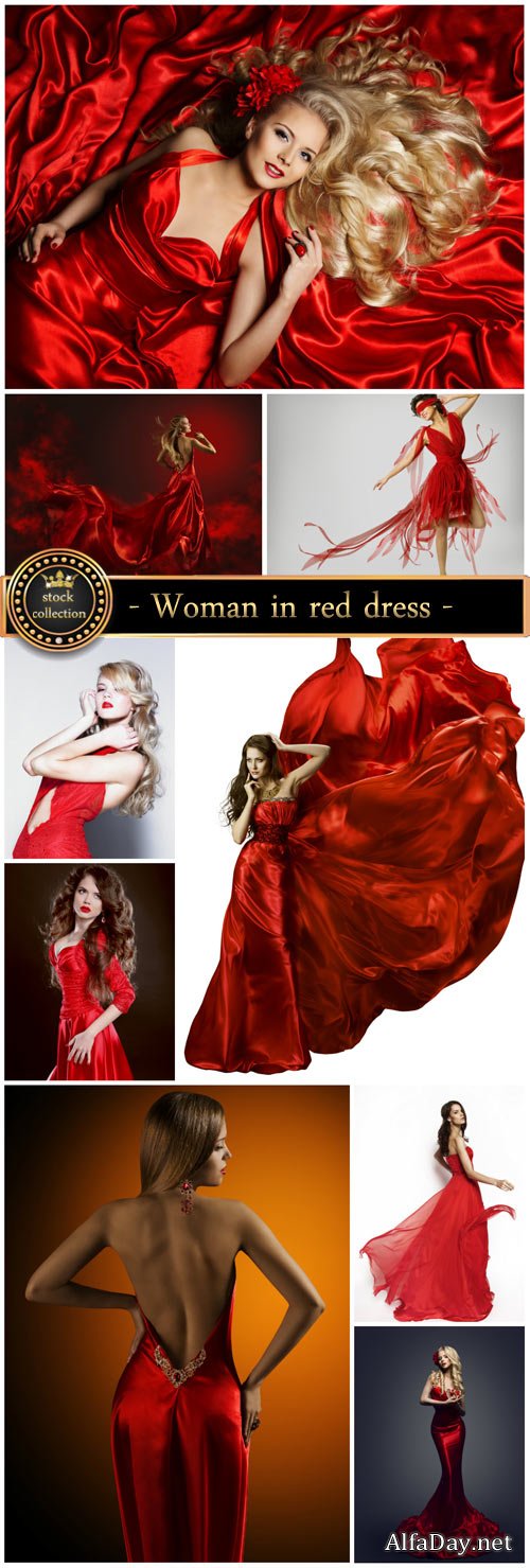 Beautiful woman in red dress - Stock Photo