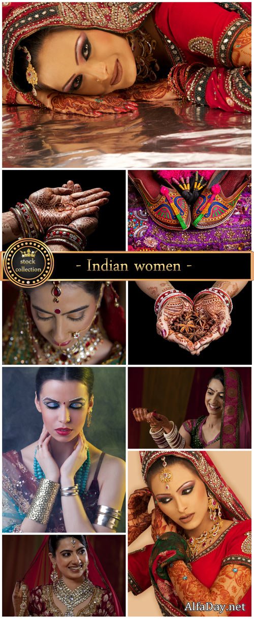 Indian women, mehndi - stock photos