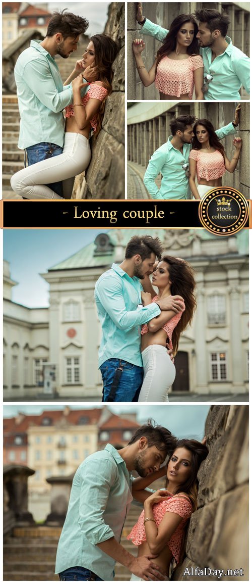 Loving couple on a walk around the city - stock photos
