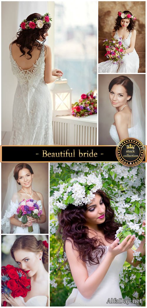 Beautiful bride with flowers - stock photos