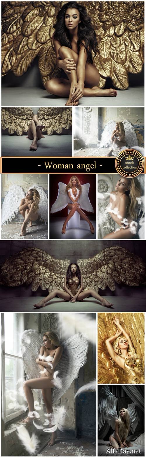 Woman with angel wings - stock photos