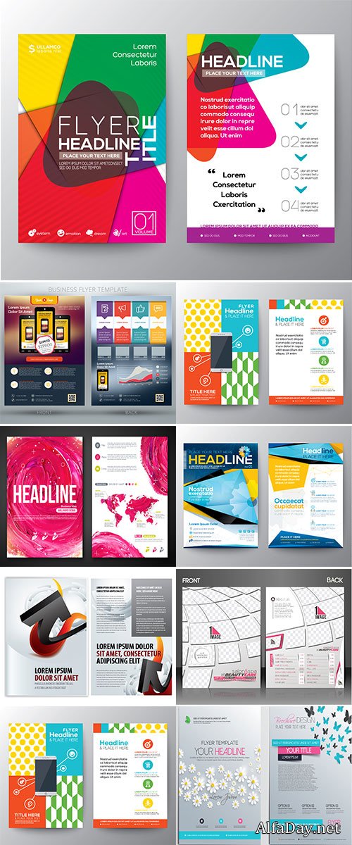  Stock Brochure Design Template vectors, Abstract Modern Backgrounds vectors
