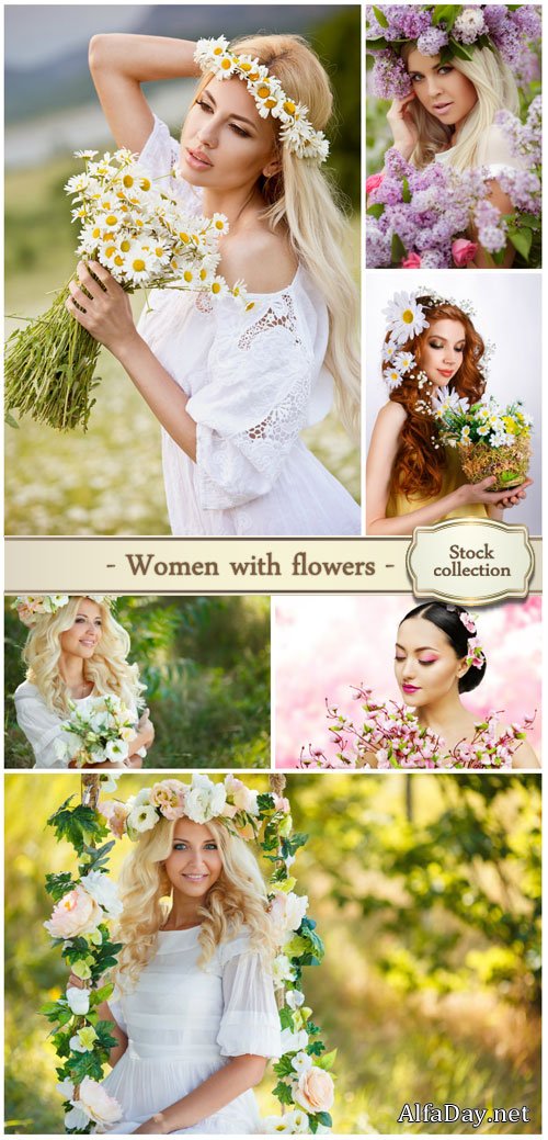 Women with flowers, nature - stock photos