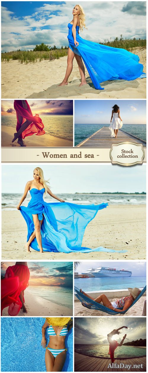 Women and sea, nature - stock photos