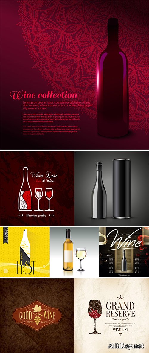 Stock Wine list design vectors, Wine Branding vector
