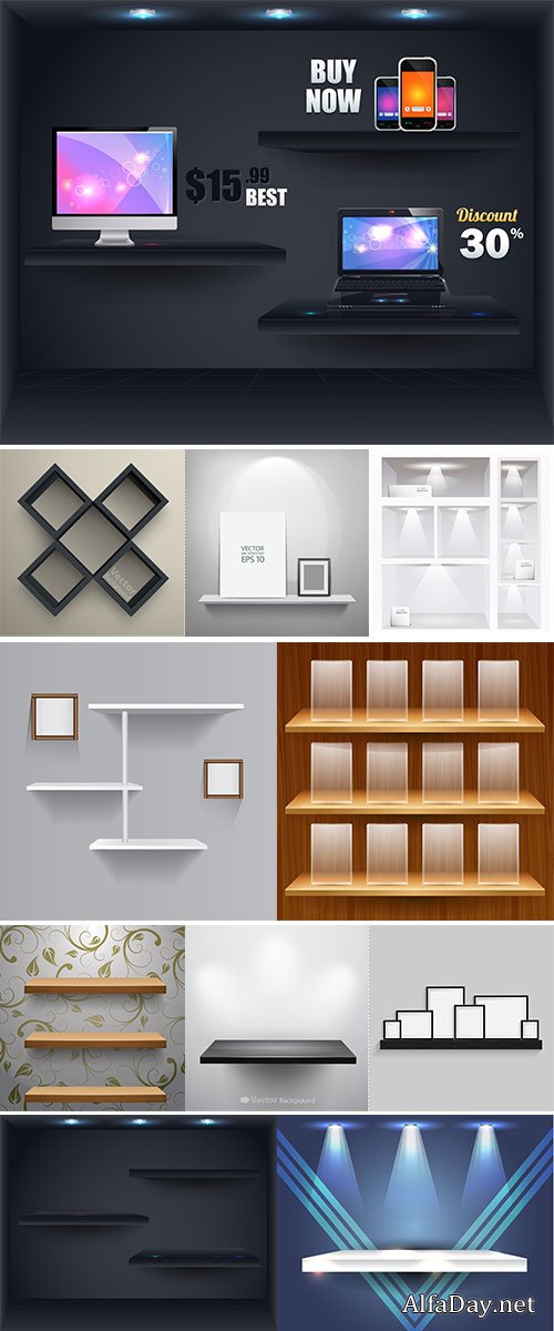 Stock 3D isolated Empty black bookshelf  vectors