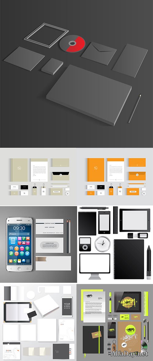 Stock Empty corporate visual identity mockup template set vectors