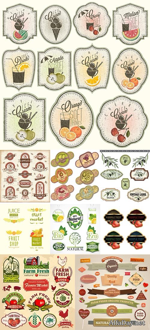 Stock - Food labels collection vectors