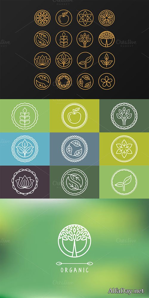 Creativemarket - Outline organic emblems 80793