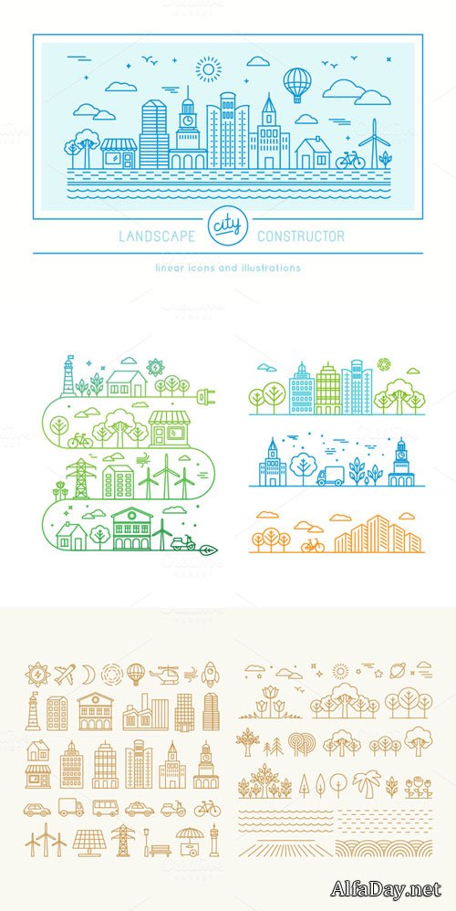 Linear city constructor - Creativemarket 294336