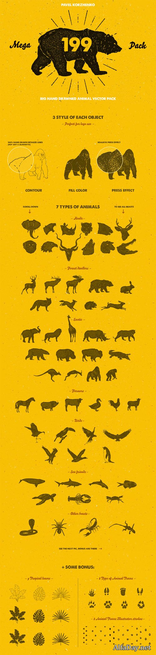 Creativemarket - 58 Hand Drawn Animal Pack 189620