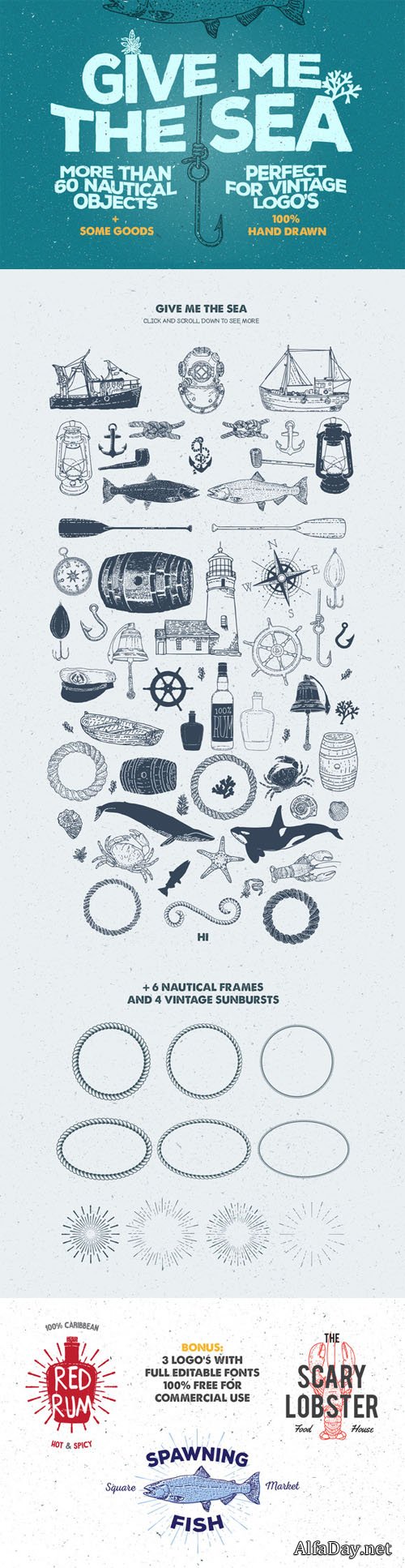 Creativemarket - Give Me The Nautical Hand Drawn Pack 179006