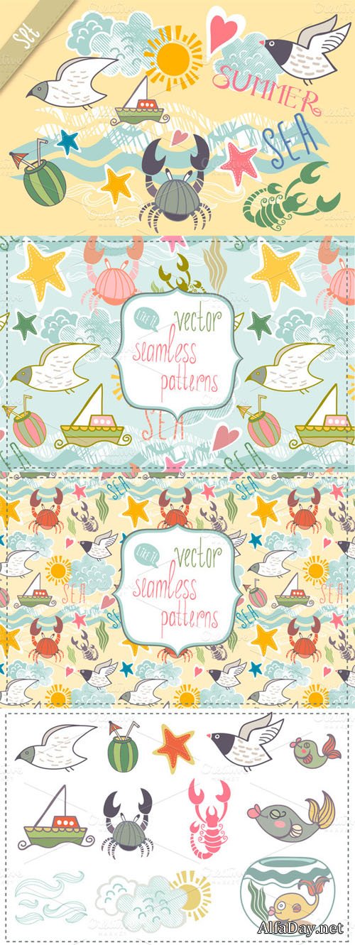 Creativemarket - Sea vector set 6980