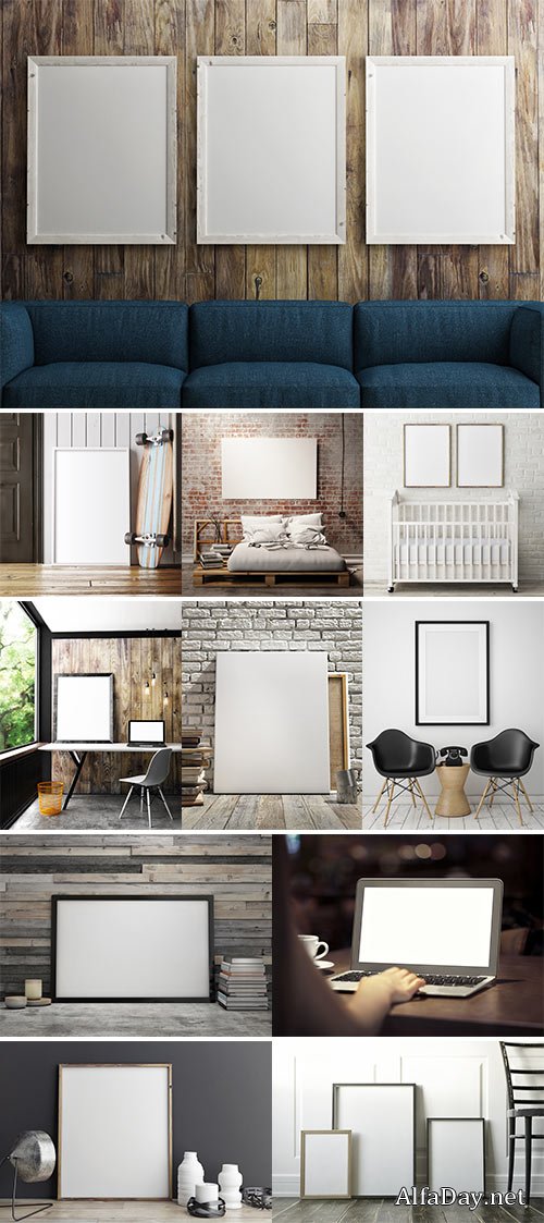 Images Stock - Posters on the wooden background