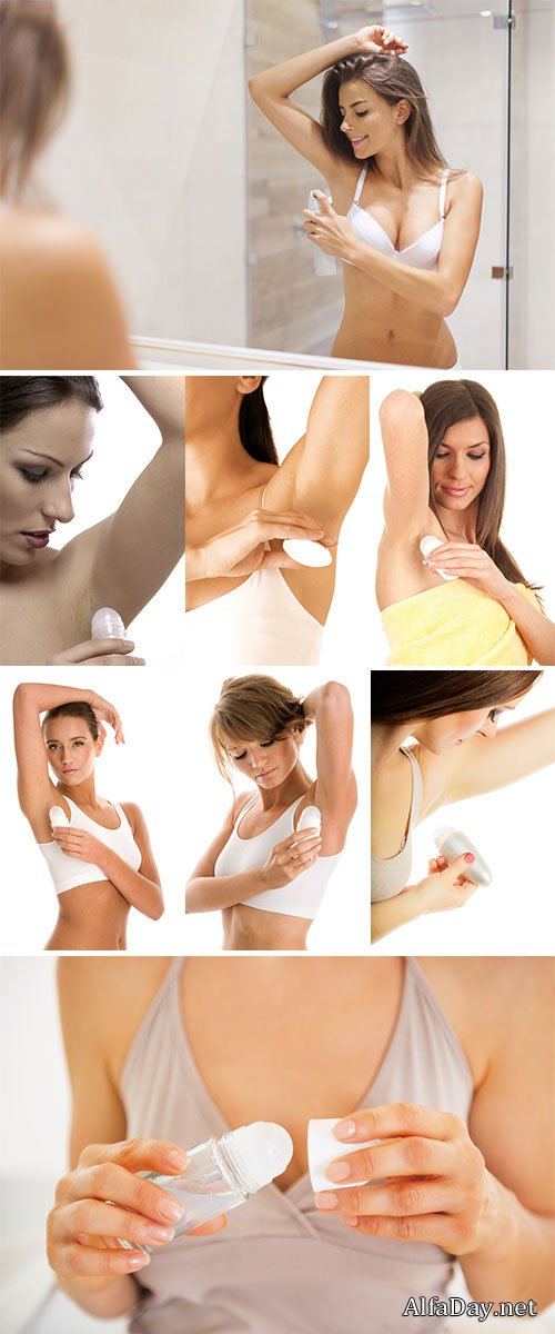Stock Photos Woman using deodorant 