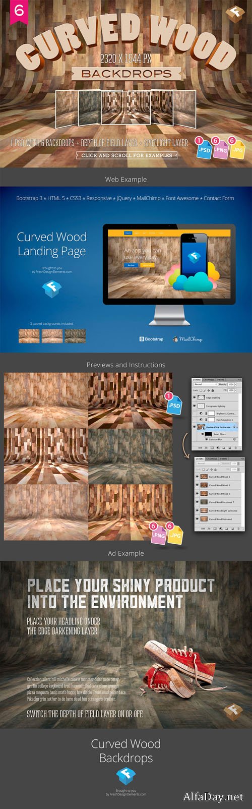 Creativemarket - 6 Curved Wood Backdrops 292311