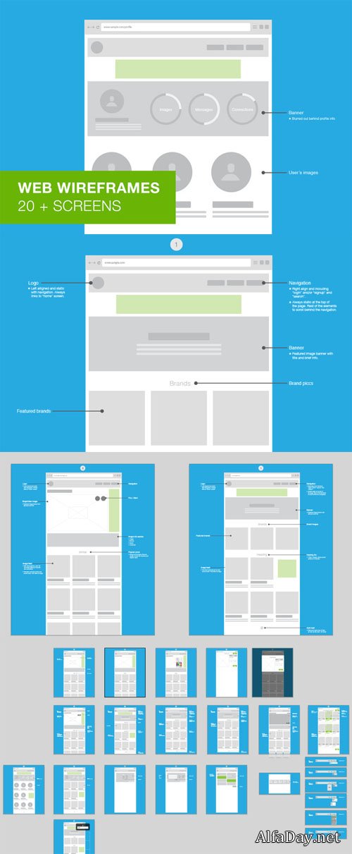 Web Wireframes - User Flow - Creativemarket 27469