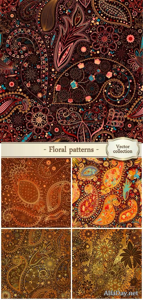Vector background with floral patterns, textures