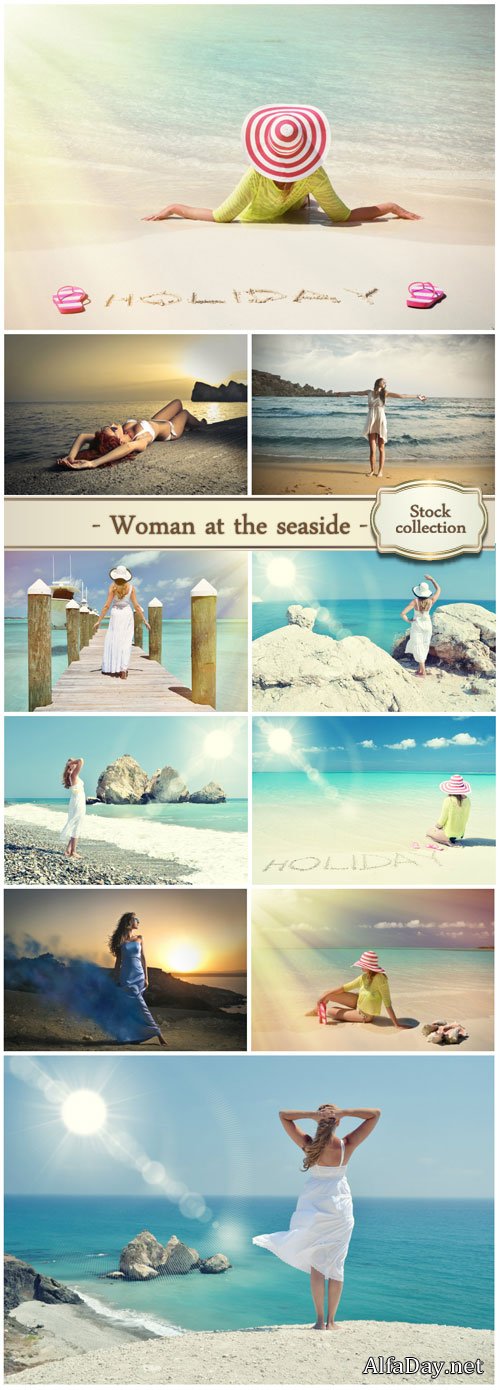 Romantic woman at the seaside - Stock photo
