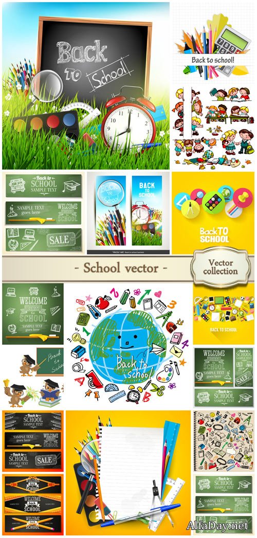 School vector objects and elements