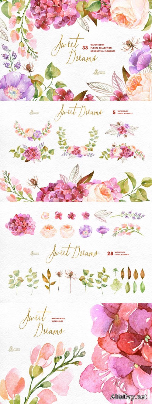 Sweet Dreams. Floral Collection - Creativemarket 291576