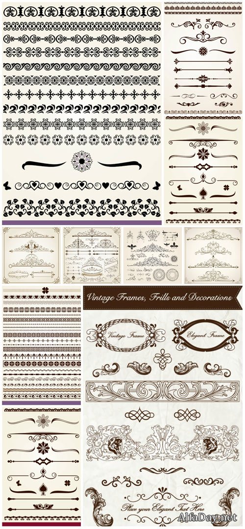 Vintage frames, borders, ornaments vector