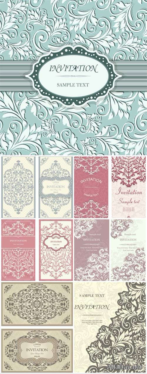 Vintage wedding invitation, background with patterns