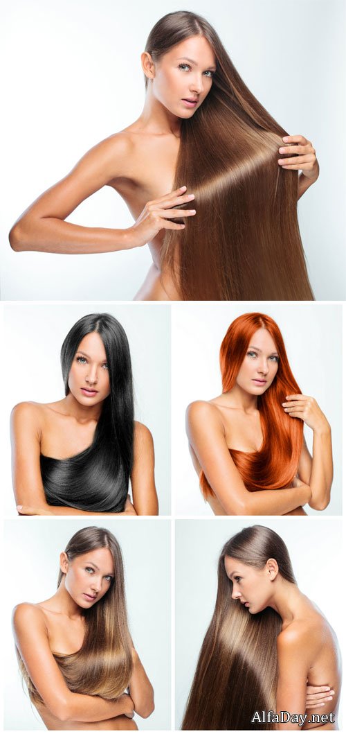 Beautiful young woman with elegant long shiny hair