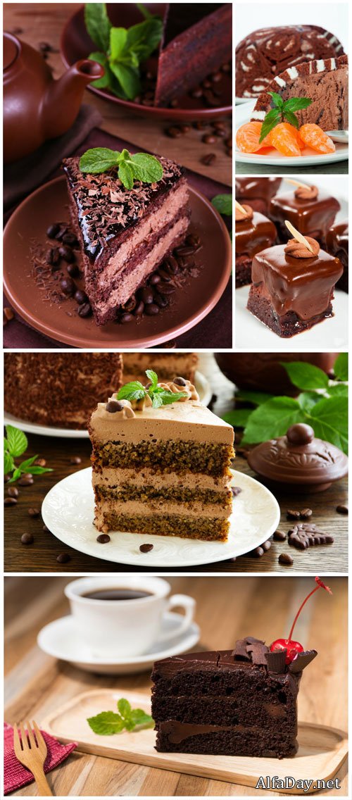 Delicious desserts with chocolate - Stock photo