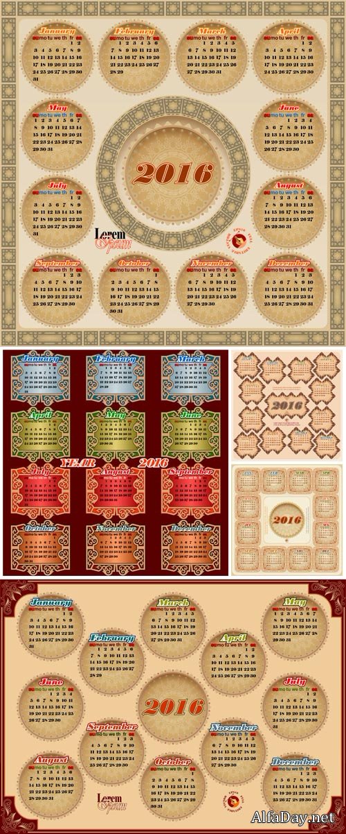 Vintage decorative Calendar 2016
