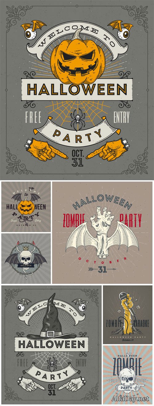 Line art vector illustration for Halloween party