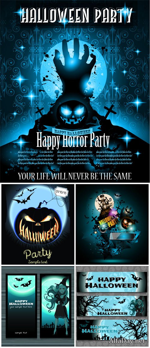 Halloween night event flyer party template with space for text