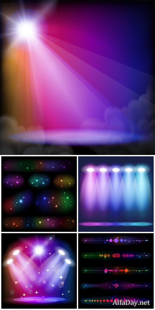 Vector background with spotlights and shining elements