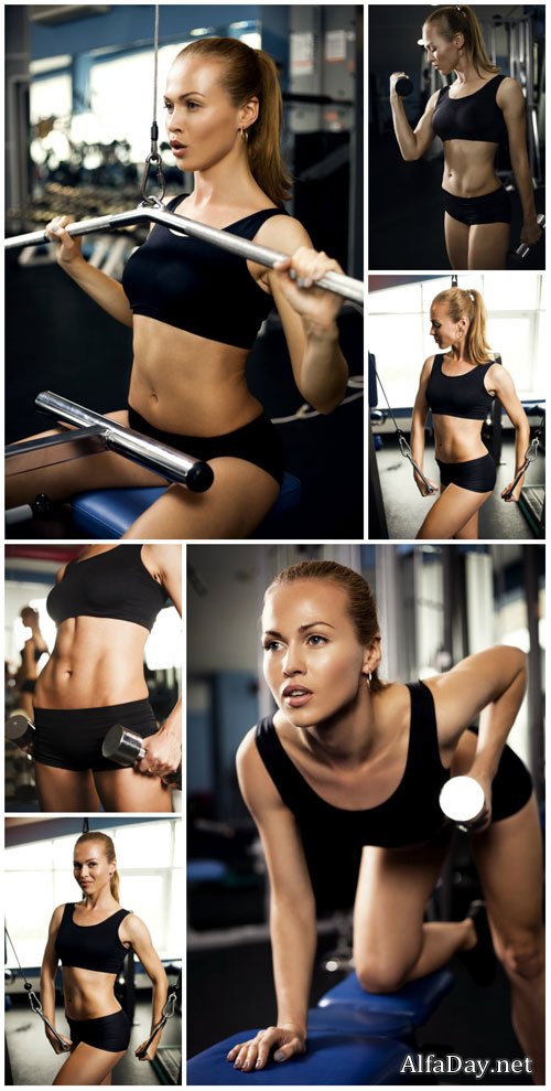 Athletic young lady doing workout