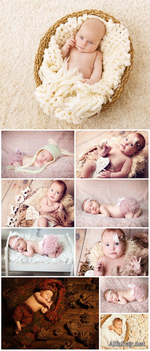 Small children, sleeping baby