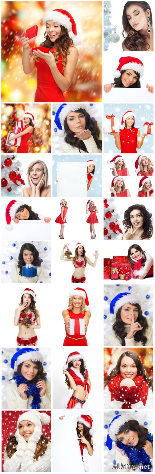 New Year woman, Christmas - stock photos