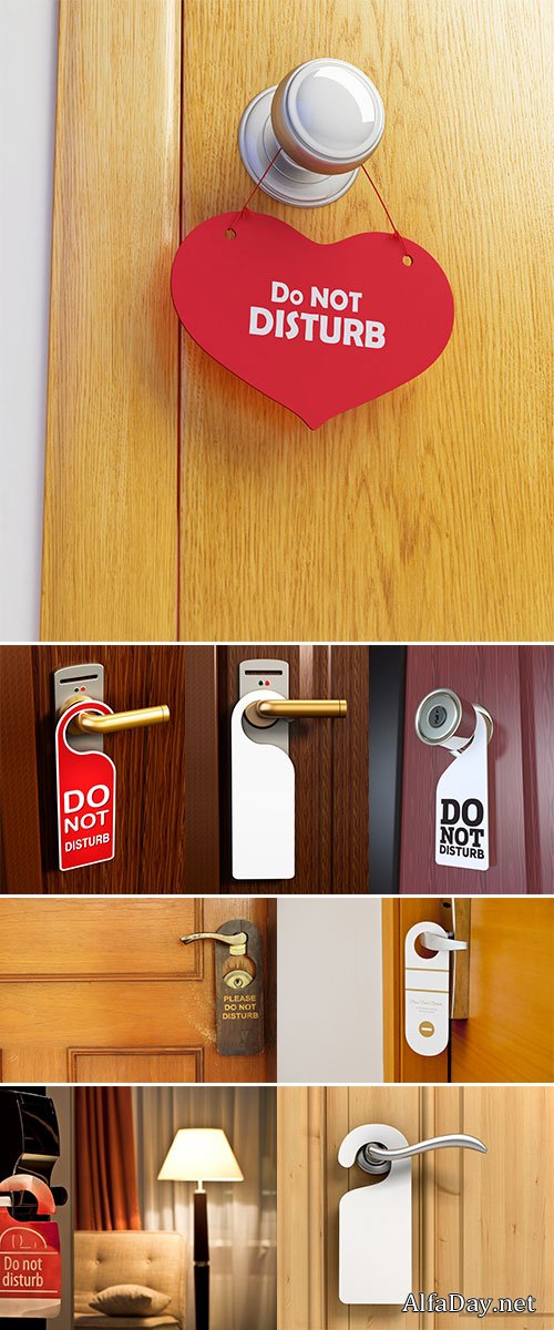 Stock Image Hotel handles with hanging signs_1