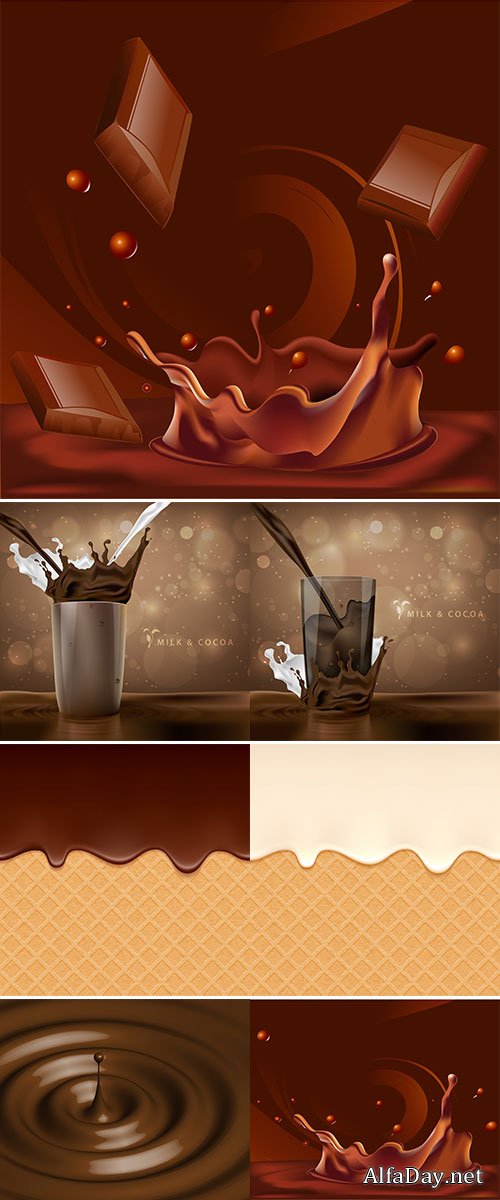 Stock vectors Melted chocolate, caramel and yogurt drips