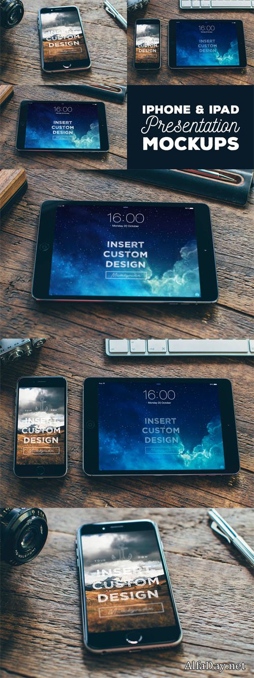 3 iPhone & iPad Presentation Mock-up Templates