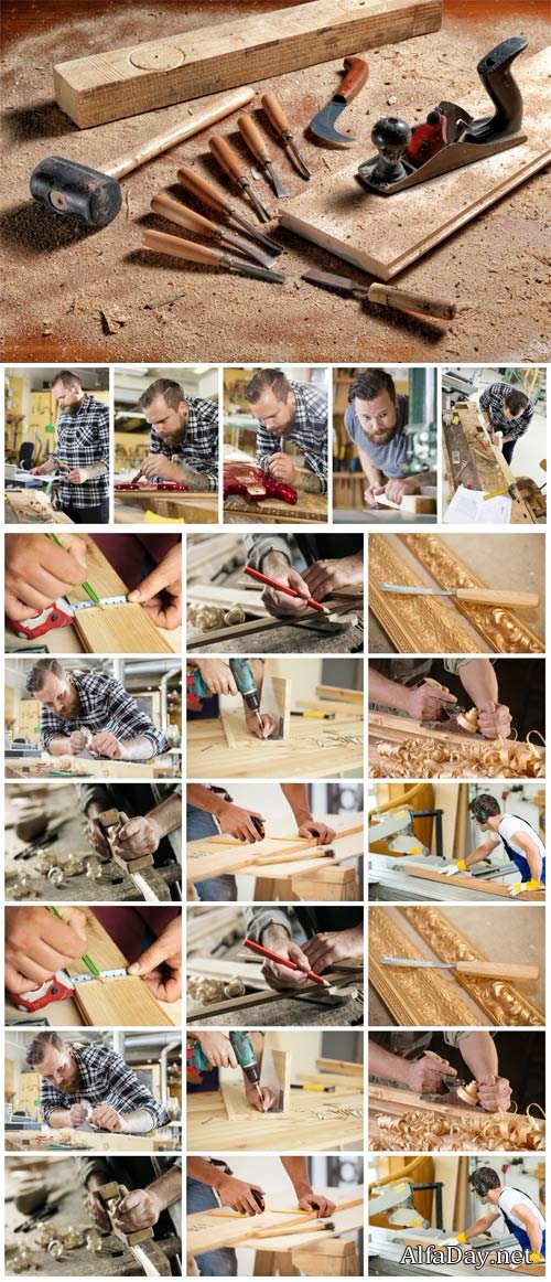 Carpenter, working with a tree - Stock photo