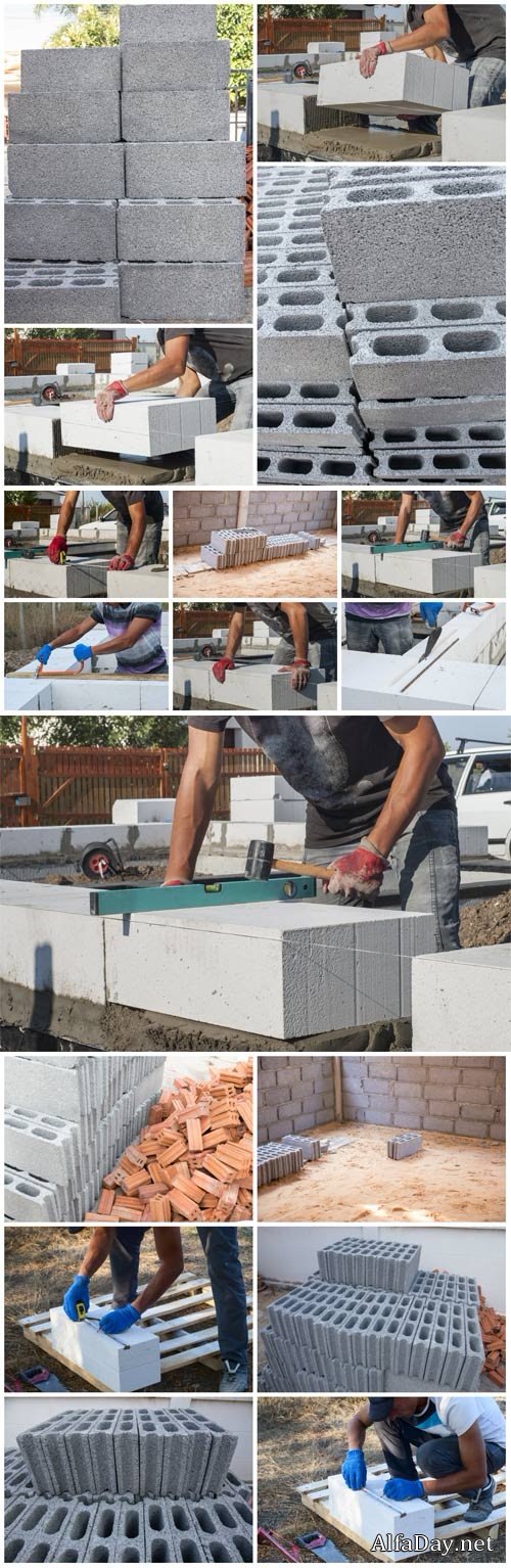 Construction work, building material - stock photos