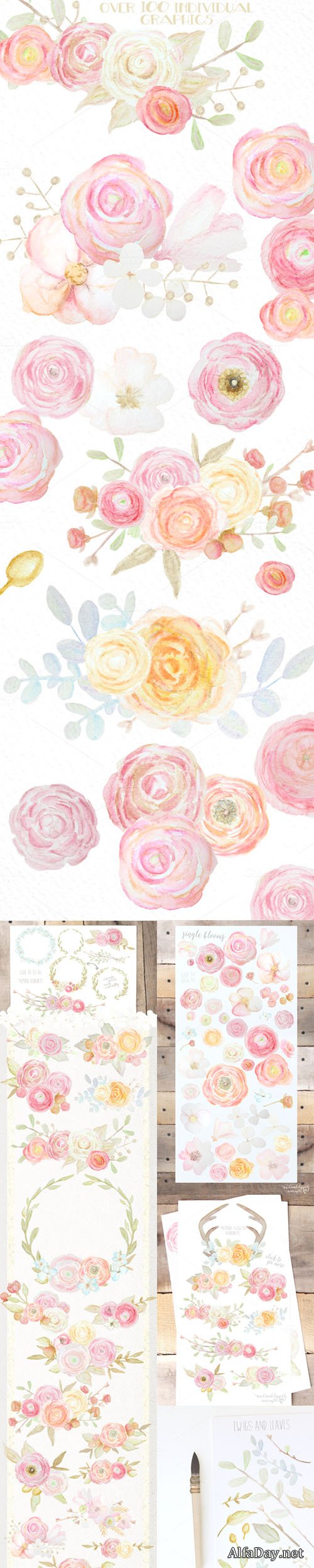 Creativemarket - Watercolor Flowers Mega Pack 236718