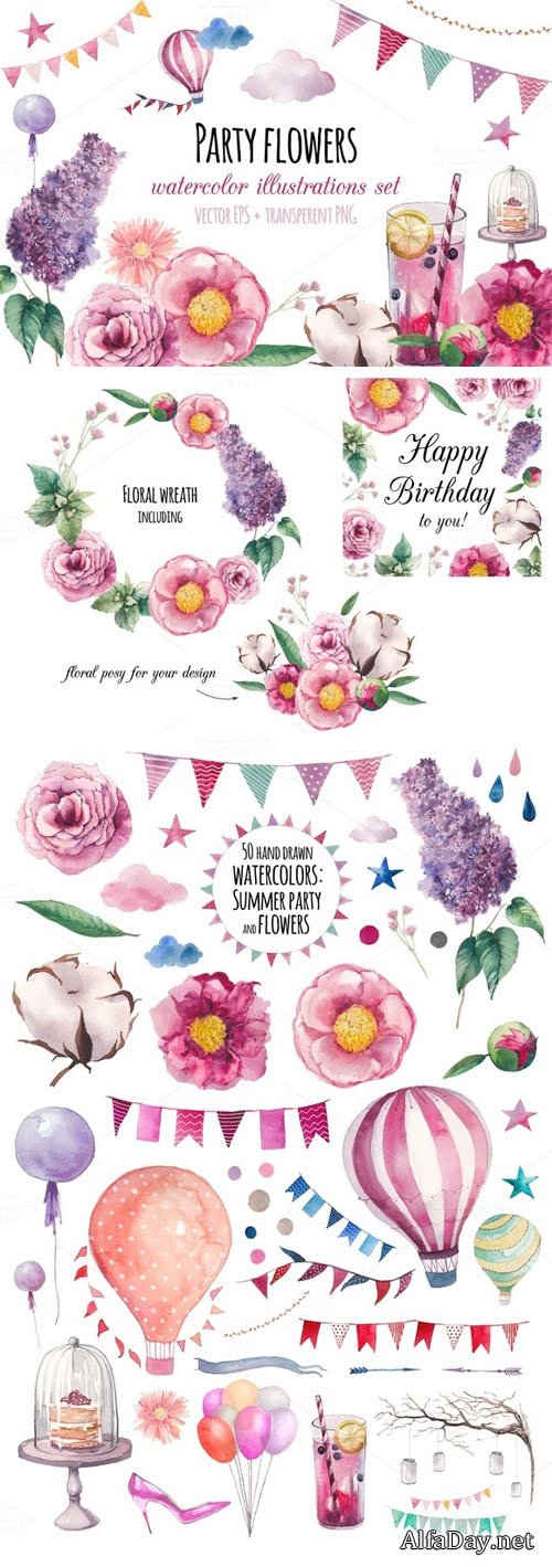 Creativemarket - Party flowers 311971