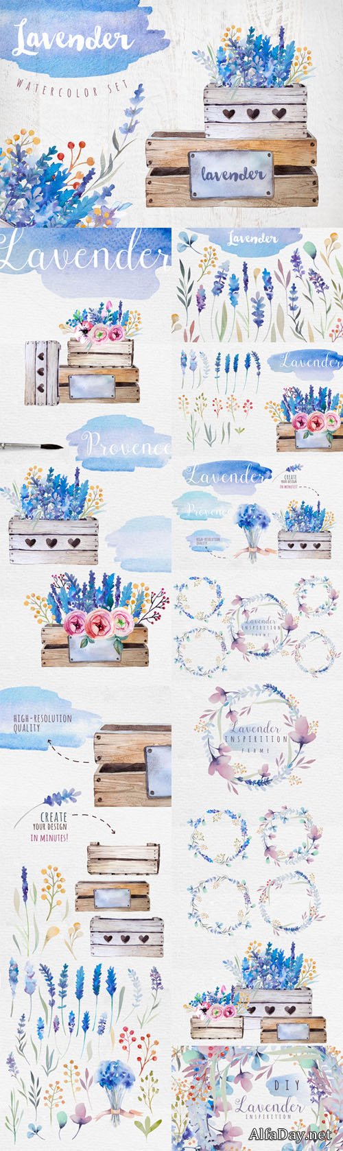 Creativemarket - Lavender watercolor DIY 339663