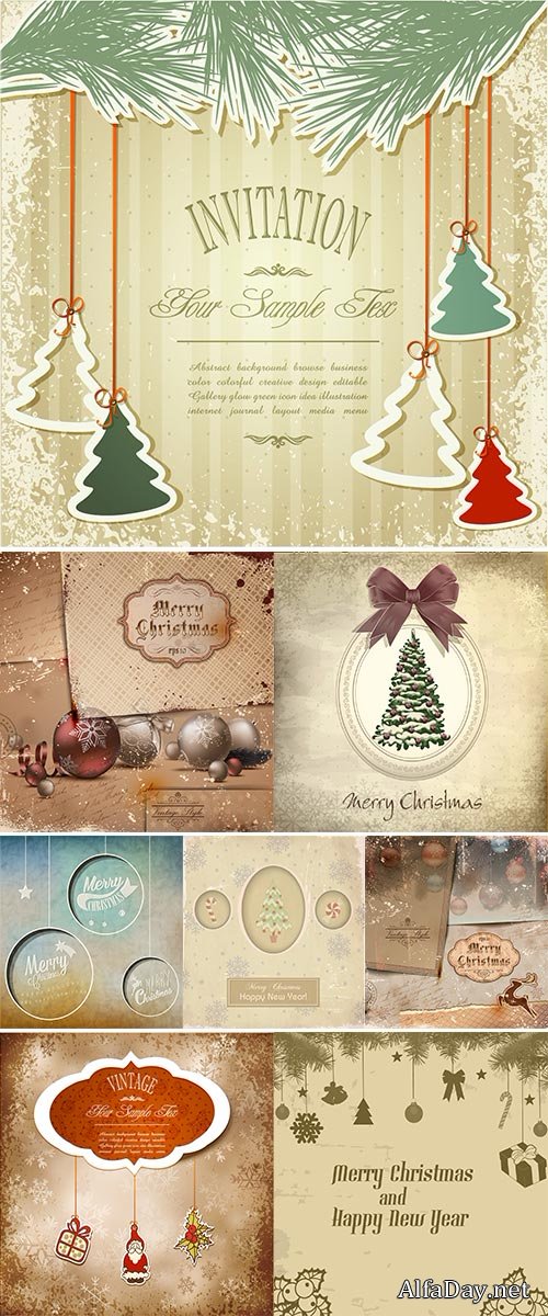 Stock Vintage, grungy New Year, Christmas background vector